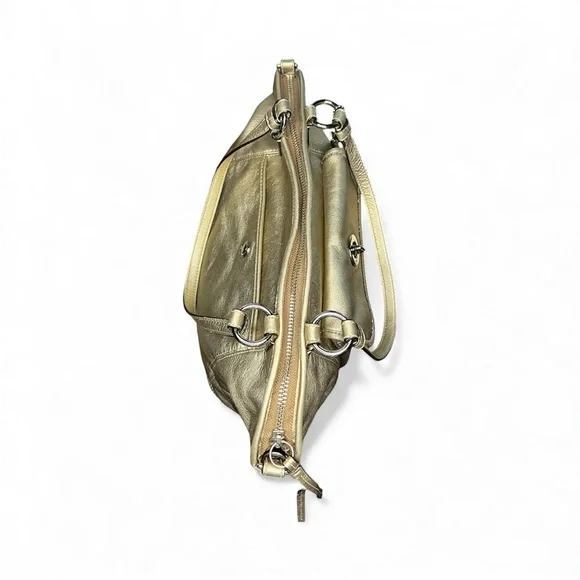 COACH Leah Large Metallic Gold Luxury Leather Satchel - Picture 7 of 12